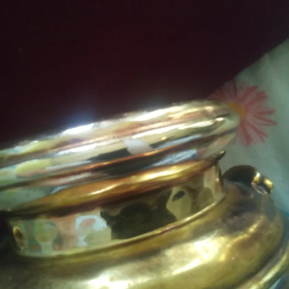 👵EUC GOLD  Vintage Surrey flowers and gifts MILK JUG